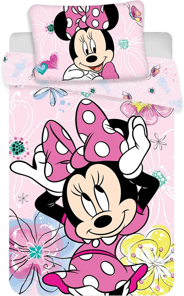Minnie Maus Kinder Bettwäsche Set Schmetterling Butterfly Rosa 100X135 Cm, 40X60 Cm, 100% Baumwolle