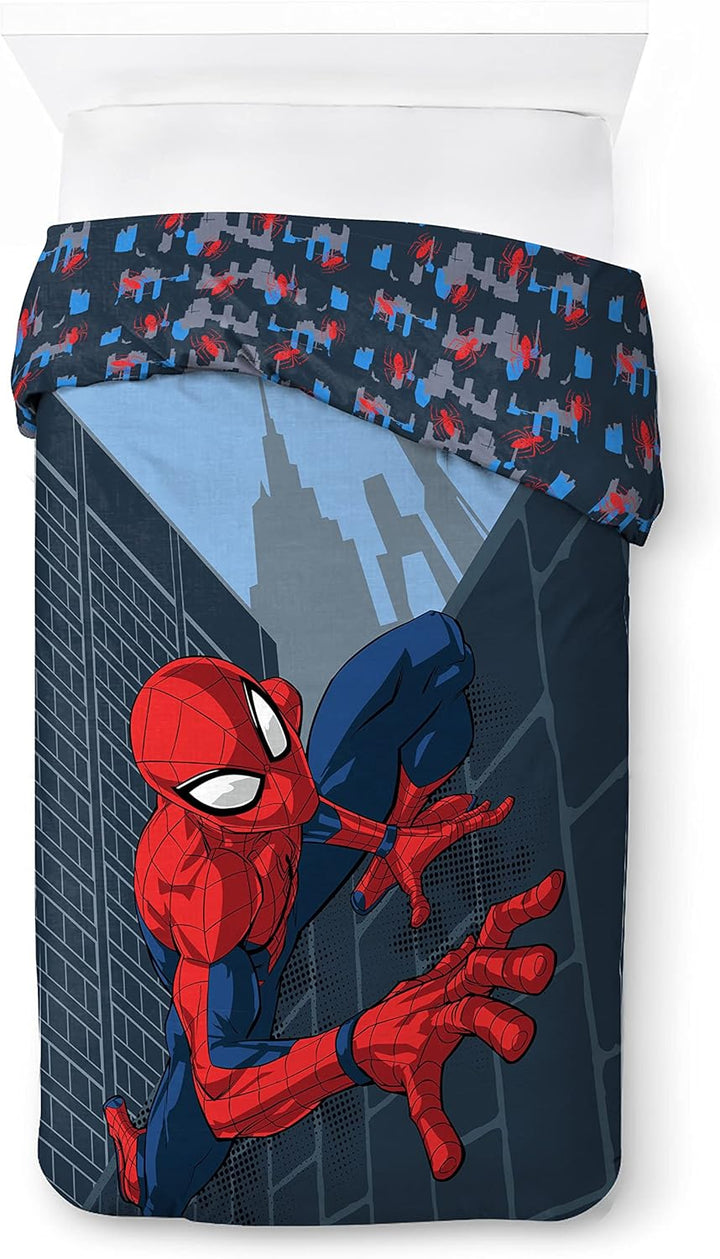 Jay Franco Marvel Spiderman City Streets Einzelbettgröße Kinderbettwäsche-Set Mit Bettbezug 135X200Cm + Kissenbezug 50X70Cm Aus 100% Baumwolle