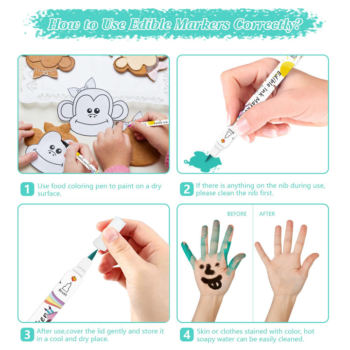Lebensmittelfarbe Stifte Backen,12Pc Fondant Lebensmittelfarbstifte,Essbare Lebensmittel Stift,Diy Ostereier Geburtstag Zum Dekorieren,Lebensmittelfarbstoffe Gourmet-Schreiber Für Kuchen,Kekse,Dessert