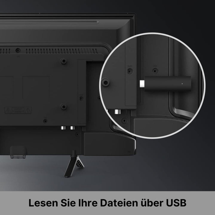 STRONG - 24 Zoll (60 Cm) HD Fernseher SRT24HE4023 - 12V Fernseher Ideal Für Wohnwagen, Wohnmobil - Triple-Tuner - 2 Hdmi-Anschlüsse (1 ARC), 1 Usb-Port, Mini-Av, Antennen-/Sat-Anschluss - Schwarz