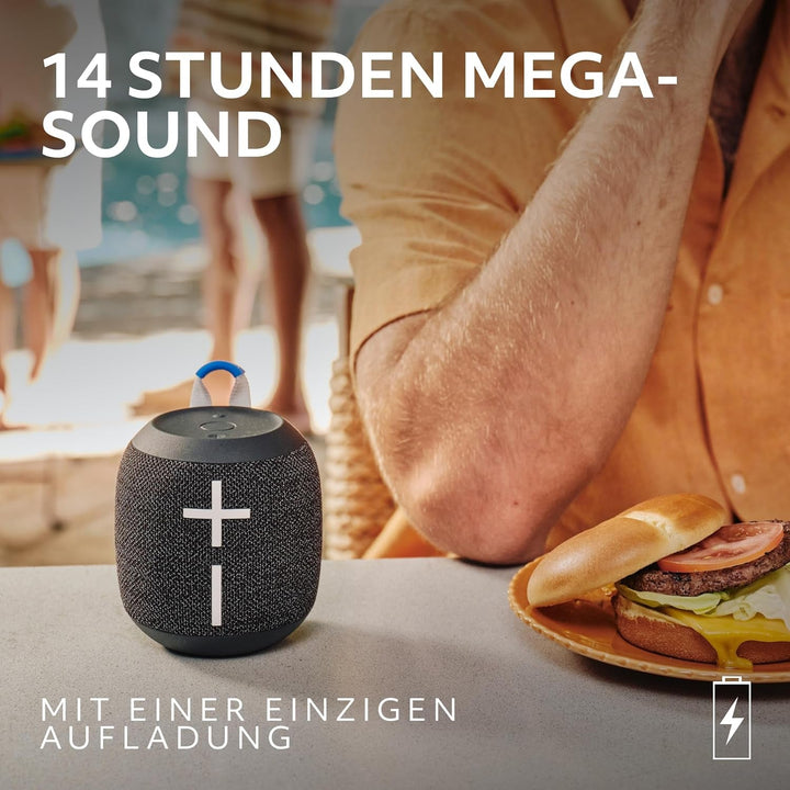 Ultimate Ears Wonderboom 4 - Difuzor Bluetooth portabil, rezistent la apă, cu sunet bogat și profund la 360 de grade, rezistent la praf, difuzor plutitor cu o rază de acțiune de 40 m - albastru